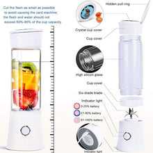 Load image into Gallery viewer, Portable Blender,Toycol Personal Size Blender for Shakes and Smoothies with 6 Blades,16 Oz Mini Blender Cup with Travel Lid and USB Rechargeable for Office, Gym, Kitchen White
