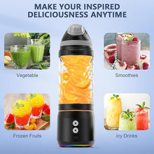 Load image into Gallery viewer, Portable Blender, 300W Personal Mini Blender for Shakes and Smoothies, 24oz Compact Travel Blender with 6000mah USB-C Rechargeable, Intelligent Cleaning Travel Lid &amp; BPA-Free Bottle (Black)
