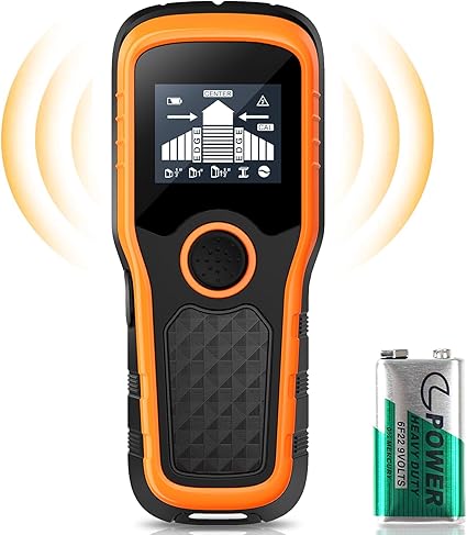 Stud Finder Wall Scanner with Smart Chip Sensor, HD LCD Display and Audio Alarm, 5 in 1 Wood & Metal Stud Detector/Beam Finder, Live Wire Detection,for Joist Drywall