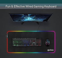 Load image into Gallery viewer, MANHATTAN Wired Membrane Gaming Keyboard – with Backlit RGB LED, USB-A Connection, Quiet Keystrokes, 12 Multimedia Function Keys - for Computer, PC, Desktop, Gamer – 3 Yr Mfg Warranty - 180603

