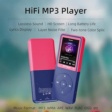 Load image into Gallery viewer, Bluetooth Mp3 Player, Classic Portable Walkman Mp3 &amp; Mp4 Players for Kids,HiFi Music Player with Video Play,FM Radio,Recording,E-Book,Alarm Clock,Mp3 Play up to 50 Hours with SD Card Slot Pink 16GB
