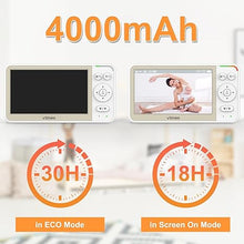 Load image into Gallery viewer, 5&#39;&#39; Screen Video Baby Monitor with Camera and Audio, 32-Hour Battery, Baby Monitor No WiFi Remote Pan-Tilt-Zoom VOX, Two-Way Talk Night Vision Temperature Display Alarm 8 Lullabies and 1000ft
