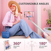 Load image into Gallery viewer, ATUMTEK 55&quot; Selfie Stick Tripod, All-in-one Extendable Aluminum Phone Tripod with Rechargeable Bluetooth Remote for iPhone, Samsung, Google, LG, Sony and More, Fitting 4.7-7 inch Smartphones, Pink
