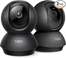 Load image into Gallery viewer, Tapo TP-Link 2K Pan/Tilt Indoor Security Camera for Baby Monitor, Pet Camera, Motion Detection &amp; Tracking, 2-Way Audio, Cloud &amp; SD Card Storage, Works w/Alexa &amp; Google Home, Black, C211(2-Pack)
