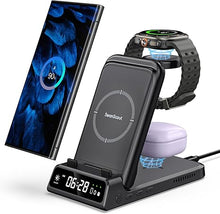 Load image into Gallery viewer, Charging Station for Samsung S24 Ultra, SwanScout 703S, Wireless Charger for Samsung Galaxy S24+/S24/S23 Ultra/S23/S22/Note 20, Galaxy Watch Ultra/7/6/5/4, Galaxy Buds 3 Pro/3/2 Pro (for Travel)
