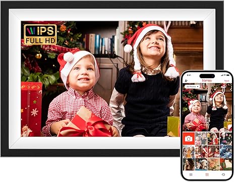 Digital Picture Frame WiFi, 10.1 Inch WiFi Digital Picture Frame with 1280x800 IPS HD Touch Screen, Smart Digital Photo Frame with 32GB Storage, Wall Mountable, Auto-Rotate, Warmest Gifts for Mom