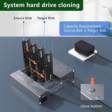 Load image into Gallery viewer, AOKO 4 Bay M.2 NVMe SSD Cloner Duplicator with Cooling Fan - External 40Gbps NVMe Enclosure for PCIe 22110 2280 2260 2242 2230 SSD NVMe Docking Station,Support 1-to-3 Offline Clone -Aluminum Alloy

