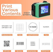 Load image into Gallery viewer, TIJ-T1 Portable Handheld Inkjet Printer, Mini Handheld Printer with Solvent Quick Drying Ink Cartridge Pocket Inkjet Coding Machine for Date Logo Batch Series Number Barcode QRCode etc
