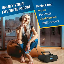 Load image into Gallery viewer, KLIM Boombox B4 CD Player Portable Audio System - NEW - AM/FM Radio with CD Player MP3 Bluetooth AUX USB - Wired &amp; Wireless Mode Rechargeable Battery - Remote Control Autosleep Digital EQ
