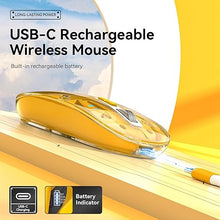 Load image into Gallery viewer, Uiosmuph Bluetooth Mouse Wireless, Tri-Mode (BT5.1/5.1+USB), USB C Rechargeable, Quiet Click, Transparent Cover, Battery Level Visible, for Laptop/Mac/iPad - Yellow
