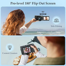 Load image into Gallery viewer, 4K Digital Camera for Photography and Video, Autofocus 48MP Vlogging Camera 180° Flip Screen for Selfie and Vlog 16X Zoom Compact Digital Camera with Flash, 32GB Card, 2 Batteries
