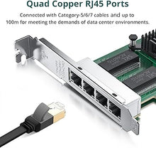 Load image into Gallery viewer, 4 Port Gigabit NIC for Intel I350-T4 with Low Profile, Gigabit Ethernet Network Adapter Card with Intel I350-AM4 Controller, Support Windows/XP/Linux/VMware ESX/ESXi*, Quad RJ45 Ports, PCI-E 2.1 X4

