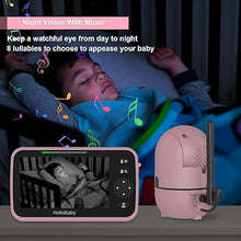 Load image into Gallery viewer, HelloBaby Upgrade Monitor, 5&#39;&#39;Sreen with 30-Hour Battery, Pan-Tilt-Zoom Video Baby Monitor with Camera and Audio, Night Vision, VOX, 2-Way Talk, 8 Lullabies, 1000ft Range No WiFi, Ideal Gifts - Pink
