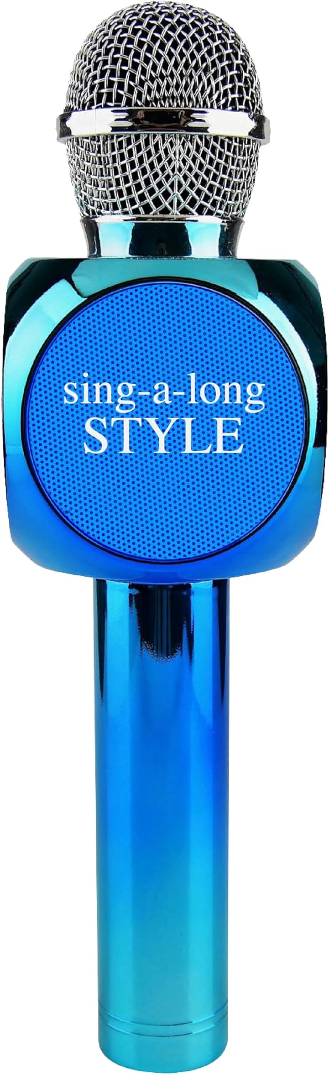 Sing-Along Bling Bluetooth Karaoke Microphone and Bluetooth Stereo Speaker All-in-One (Blue Metallic)