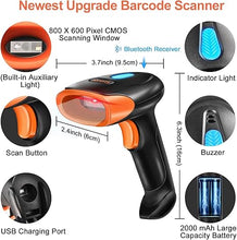 Load image into Gallery viewer, KUIIYER Bluetooth Barcode Scanner, Wireless 2D QR 1D Bar Code Scanners Handheld Barcode Reader with Updated 800 X 600 Pixel CMOS, Plug &amp; Play for Warehouse, Library, Supermarket, Square POS System
