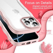 Load image into Gallery viewer, JETech Wavy Case for iPhone 16 Pro Max 6.9-Inch, Cute Wave Frame Curly Shape Shockproof Phone Cover for Women and Girls, Clear Hard PC Back (Pink)
