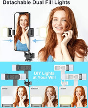 Load image into Gallery viewer, 2 Pack 51”Phone Tripod for iPhone with Light, Cell Phone Tripod Stand with Detachable Remote Control, Selfie Stick Compatible with iPhone Android Smartphone for Vlog Video Recording

