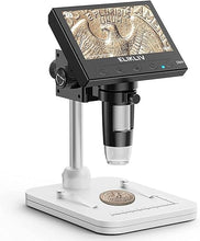 Load image into Gallery viewer, Elikliv Microscope, LCD Digital Coin Microscope 1000x, Coin Magnifier with 8 Adjustable LED Lights, PC View Compatible with Windows/MacBook, EDM4, 4.3 Inch

