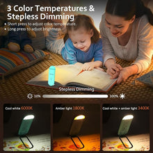 Load image into Gallery viewer, Book Light, USB Rechargeable Reading Light, Eye-Cared Amber Light Mode Book Light for Reading in Bed Kids, 8 LEDs Bookmark Portable Book Light Clip on, Stepless Dimming, Lake Blue
