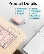 Load image into Gallery viewer, Wireless Keyboard and Mouse Combo, CHESONA Bluetooth Rechargeable Full Size Multi-Device (Bluetooth 5.0+3.0+2.4G) Wireless Keyboard Mouse Combo for Mac OS/iOS/Windows/Android (Pink)
