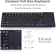 Load image into Gallery viewer, Rii K12+ Mini Wireless Keyboard with Large Touchpad Mouse&amp;Qwerty Keypad, Stainless Steel Portable Wireless Keyboard with USB Receiver for MacBook/iPad/Tablet/PC/Laptop/Smart TV/Raspberry Pi - Black
