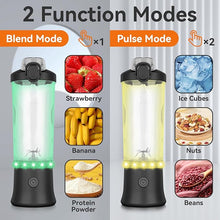 Load image into Gallery viewer, Portable Blender 20oz Large Capacity, 6 Blades Mini Blender for Shakes and Smoothies, BPA Free Personal Blender with Rechargeable USB, Fresh Juice Blender for On the Go, Black
