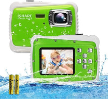 Load image into Gallery viewer, Waterproof Kids Camera, Underwater 21MP 1080P Waterproof Digital Camera with 2&quot; LCD 8X Digital Zoom Flash and Mic for Kids Girls Boys (Green)
