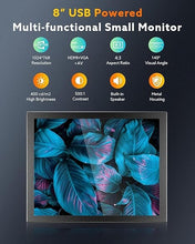 Load image into Gallery viewer, Eyoyo 8 inch Small Mini Monitor 1024x768 Resolution Car Rear View TFT LCD Screen Display with HDMI/VGA/AV Video Input for PC DVD DVR CCD 140 Degree Wi
