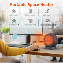 Load image into Gallery viewer, Space Heater,PTC Ceramic Electric Desk Heater High Output Heater Fan for Home Bedroom Office Desk Indoor Use(Dark Grey)
