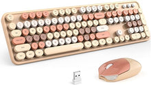 Load image into Gallery viewer, MOFII Wireless Keyboard and Mouse Combo,2.4GHz Retro Full-Size Keyboard with Number Pad and Cute Mouse for Computer PC Desktops Laptop WindowsxP/7/8/10(Milk Tea Colorful-B)
