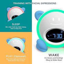 Load image into Gallery viewer, OK to Wake Clock for Kids, Sleep Training Clock with Night Light and Sound Machine, Kids Alarm Clock for Bedrooms, Blue
