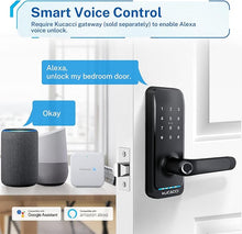 Load image into Gallery viewer, Kucacci Smart Door Lock with Handle: Keyless Entry Door Lock - Fingerprint Keypad Door Lock - Digital Door Lock - WiFi Smart Lock for Front Door - IP66 Weatherproof - Easy Installation(Black)
