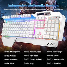 Load image into Gallery viewer, Wireless Gaming Keyboard and Mouse,RGB Backlit Rechargeable Keyboard Mouse with 5000mAh Battery Metal Panel,Removable Hand Rest Mechanical Feel Keyboard and 7 Color Gaming Mute Mouse for PC Gamers
