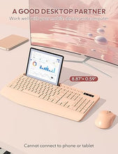 Load image into Gallery viewer, SABLUTE Wireless Keyboard and Mouse, Wrist Rest, Phone Holder, Batteries Included, 2.4G Lag-Free Ergonomic Keyboards Mouse Combo, Silent Cordless Set for Computer, Laptop, Mac, Windows, Champagne Pink
