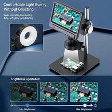 Load image into Gallery viewer, 7&quot; LCD Digital Microscope for Adults,1200X AOPICK Soldering Microscope for Electronics Repair,Coin Magnifier with 30 Adjustable LED Lights,PC View, 32GB TFcard,Metal Stand and Wireless Remote
