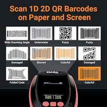 Load image into Gallery viewer, Tera Barcode Scanner Wireless with Screen: Pro Version 1D 2D QR with Setting Keypad Charging Cradle Works with Bluetooth 2.4G Wireless USB Wired Handheld Bar Code Reader HW0009 Pink
