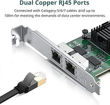 Load image into Gallery viewer, 1.25G Gigabit Ethernet Converged Network Adapter (NIC) with Intel I350AM2 Controller - Compatible for Intel I350-T2, Dual Copper RJ45 Ports, PCI-E 2.1 X4
