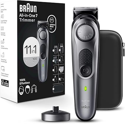 Braun All-in-One Style Kit Series 7 7420, 11-in-1 Trimmer for Men with Beard Trimmer, Body Trimmer for Manscaping, Hair Clippers & More, Braun’s Sharpest Blade, 40 Length Settings, Waterproof