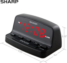 Load image into Gallery viewer, Sharp Digital Alarm Clock with Keyboard Style Controls, Battery Back-up, Easy to Use with Simple Operation, Black Case with Red LED Display
