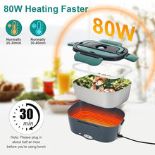 Load image into Gallery viewer, Electric Lunch Box Food Heater, 80W Portable Warmer for Car Truck Work with 304 Stainless Steel Container, 12V/24V/110V Green Heated Lunch Box Suitable for Ideal Driver/Work/Gift
