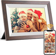 Load image into Gallery viewer, Frameo Digital Picture Frame WiFi 10.1inch Digital Photo Frame,Electronic Photo Frame Load from Phone,1280x800 IPS Touch Screen HD Display,Auto-Rotate,Share Photos/Video-Great Gift(Brown Wood)
