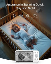 Load image into Gallery viewer, eufy Baby Monitor E20 with 2K HD Camera, 5&#39;&#39; 1080p Display, Hybrid Wi-Fi and No Wi-Fi Connection, App and Monitor Control, Pan-Tilt, 4× Zoom, Portable Camera with Built-in Battery, ANR, Smart Alerts
