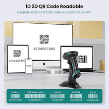 Load image into Gallery viewer, Wireless Barcode Scanner with Stand, Industrial 1D 2D QR Bluetooth Barcode Scanner for Android, iOS, Windows, Mac, USB Bar Code Reader Scanner with Drop Resistant Dustproof Waterproof
