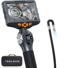 Load image into Gallery viewer, Teslong Articulating Borescope with Dual Lens Endoscope, 5-inch IPS Automotive Inspection Camera with Two-Way Articulation Tip, 6+1 LED Lights, Mechanics Fiber Optic Scope-Dia. 0.25 inch &amp; L 5.0 feet
