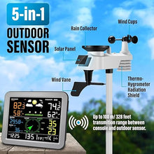 Load image into Gallery viewer, 10-in-1 Weather Station Wireless,Thermometer,Humidity,Air Pressure,Rain Gauge,Dew Point,Wind Speed/Direction,Moon Phase,Forecast,Alarm,Chart
