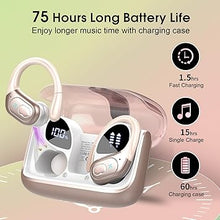 Load image into Gallery viewer, Wireless Earbuds 75hrs Bluetooth 5.3 Headphone Sport, 2024 Bluetooth Earbuds Stereo Deep Bass Over Ear Bud with Earhooks, ENC Noise Cancelling Mic, IPX7 Waterproof Earphone Rose Gold
