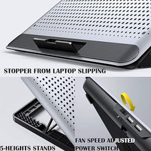 Load image into Gallery viewer, 16inch Single Fan Lap Chill Mat - Aluminum Panel Laptop Cooling Pad, Heat Protection Laptop Cooler, Adjustable Foldable Long Stand, Fans Switch with dimmable-Speed, USB-A Connection Laptop Fan
