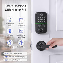 Load image into Gallery viewer, Keypad Door Lock with Handle Set: Fingerprint Deadbolt Smart Lock with 2 Levers - APP Controlled Keyless Entry Door Lock - Waterproof Smart Locks for Front Door - Electronic Door Lock with Code
