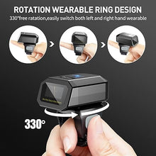 Load image into Gallery viewer, Eyoyo Bluetooth Finger Ring Barcode Scanner for Tablet iPhone Android iOS Windows Mac OS Mini Wearable 1D Hands-Free Inventory Barcode Reader with Wireless for Right or Left Handed Use
