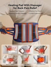 Load image into Gallery viewer, Cordless Heating Pad with Massager for Back Pain Relief, 47-60" Lower Back Massager Wearable Heating Pad for Cramps with 3 Heat &amp; Timer, 4 Vibration, 5000mAh, Thanksgiving Christmas gift for Men Women
